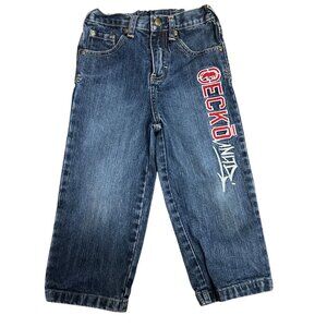 Ecko Unltd Kids Size 4T Blue Denim Jeans With Red Logo Design GUC